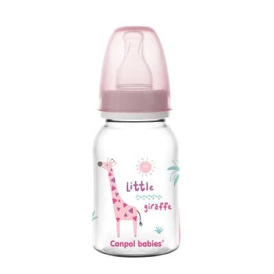 Шише за хранене Canpol - Transparent, 120 ml, Розово