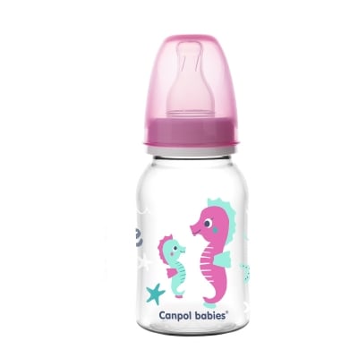 Шише за хранене Canpol - Love&Sea, 120 ml, Розово