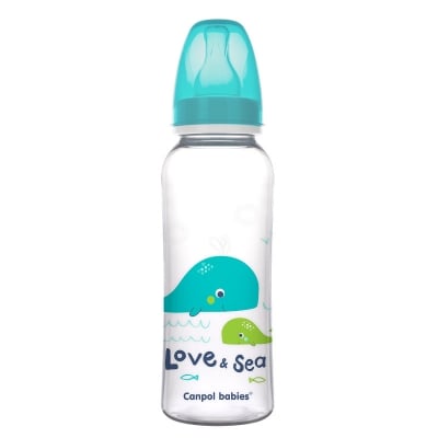 Шише за хранене Canpol - Love&Sea, 250 ml, Тюркоаз