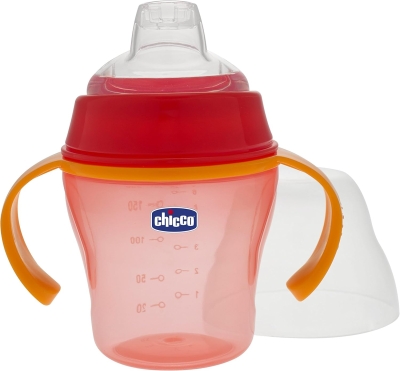 Неразливаща се чаша с мек накрайник Chicco - Soft Cup, Оранжева, 200 ml, 6 m+