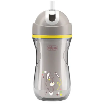Спортна чаша със сламка Chicco - 266 ml, 14 m+, Сива