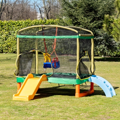 Голям батут Chipolino - Playground, 200 cm, с пързалка, Зелен
