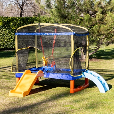 Голям батут Chipolino - Playground, 200 cm, с пързалка, Син