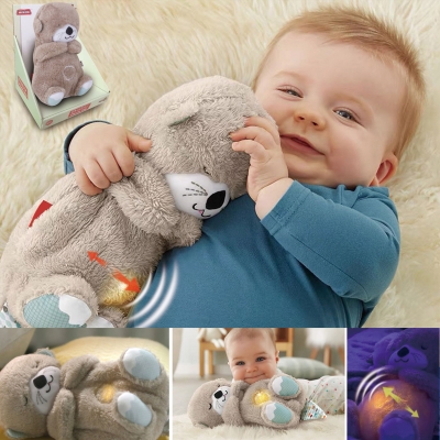 Дишаща плюшена играчка Chipolino - Видра, с музика и светина, Бежова
