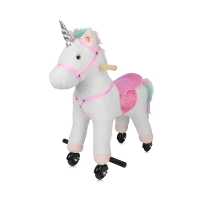 Детско плюшено конче Chipolino - С колела и звук, Розово