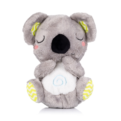 Дишаща плюшена играчка Chipolino - Коала, с музика и светина, Зелено & Сиво