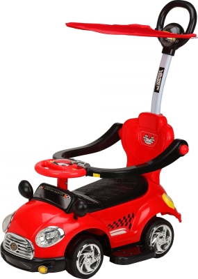 Кола за яздене с дръжка и сенник Chipolino - Super car, Червена