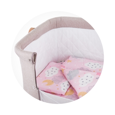 Спален комплект за мини кошара Chipolino - Небе, Розов