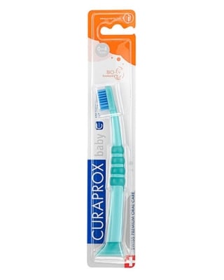 Четка за зъби Curaprox - Ultra Soft, зелено - синьо, 0-4 години