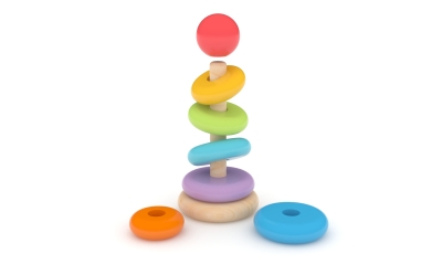 Дървен сортер с рингове J′adore - Дъга, 8 части