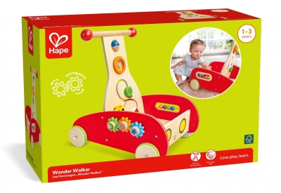 Дървена количка за прохождане Hape - Със зъбни колела и сметало