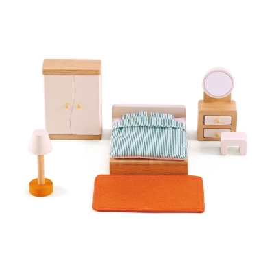 Комплект дървени мини мебели Hape - Спалня