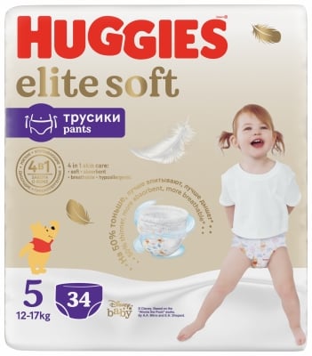 Бебешки пелени гащи Huggies - Elit Soft 5, 34 броя