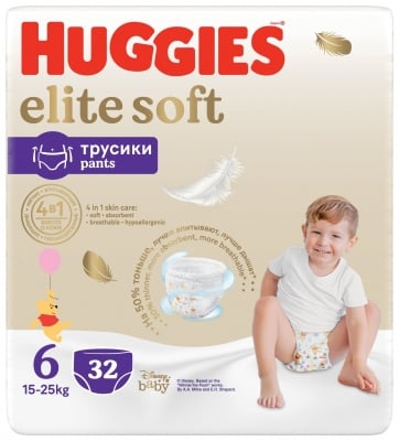 Бебешки пелени гащи Huggies - Elit Soft 6, 32 броя