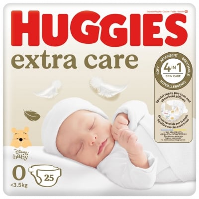 Бебешки пелени Huggies - Extra Care 0, 25 броя