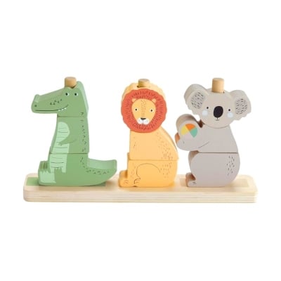 Дървена игра за подреждане Fisher Price - Животни