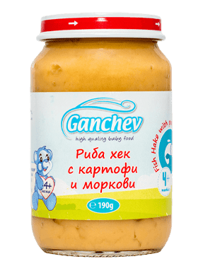 Пюре Ganchev - Риба хек с картофи и моркови, 190 g