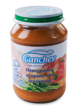 Зеленчуково пюре Ganchev - Натурално асорти от зеленчуци с масло, 190 g