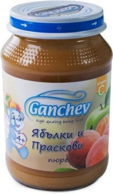 Плодово пюре Ganchev - Ябълки и праскови, 190 g