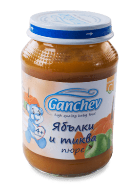 Плодово пюре Ganchev - Ябълки и тиква, 190 g