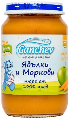 Плодово пюре Ganchev - Ябълки и моркови, 190 g