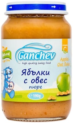 Плодово пюре Ganchev - Ябълки с овес, 190 g