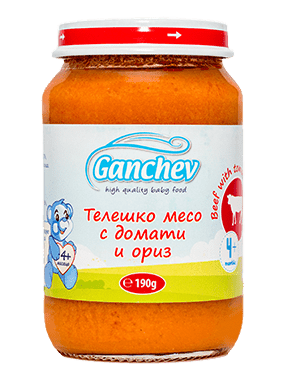 Пюре Ganchev - Телешко месо с домати и ориз, 190 g