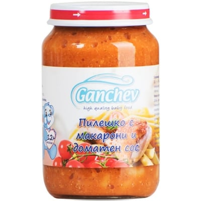 Пюре Ganchev - Пилешко месо с макарони и доматен сос, 190 g