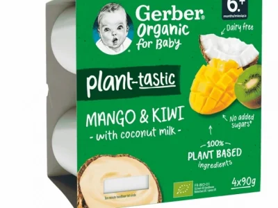 Млечен десерт Nestle GERBER Organic - Манго, киви и кокос, 4х90 g