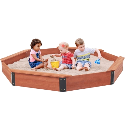Дървен детски пясъчник Ginger Home - Octagon, Водоустойчиво Покривало
