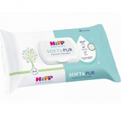 Мокри кърпички Soft and Pure - Hipp Babysanft, 48 броя