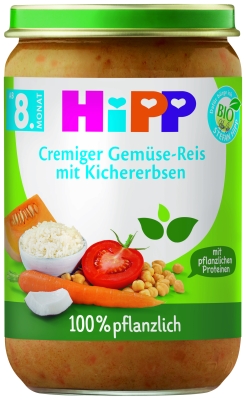 Био пюре Hipp - Зеленчуци с ориз и нахут, 220 g