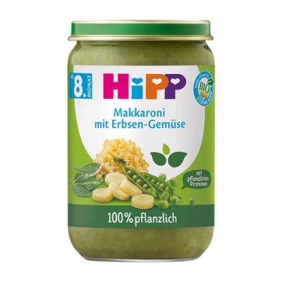 Био пюре Hipp - Яхния от макарони с грах, 220 g