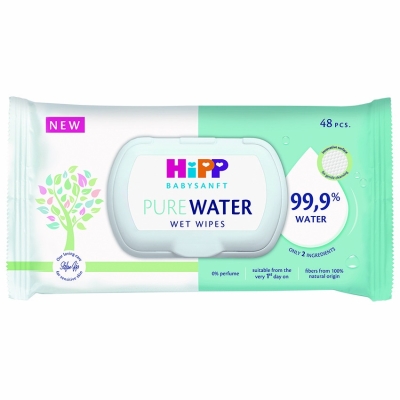 Мокри кърпички Hipp - Babysanft Pure Water, 48 броя