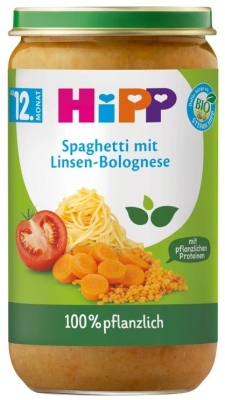 Био ястие Hipp - Спагети Болонезе с леща, 12 m+, 250 g
