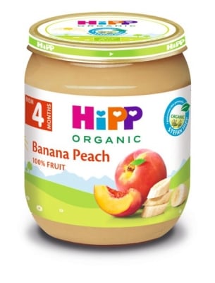 Био плодово пюре Hipp - Банани с праскови, 125 g