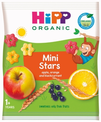 Био зърнени снакс Hipp - Мини звездички, 30 g