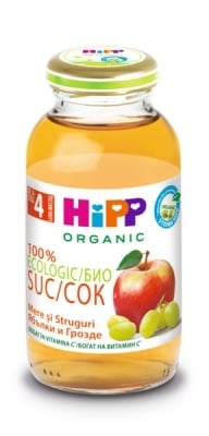 Био плодов сок Hipp - Ябълки и грозде, 200 ml