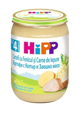 Био пюре Hipp - Картофи с копър и заешко месо, 190 g