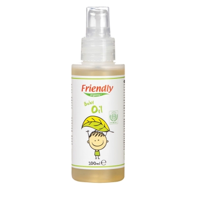 Бебешко олио Friendly Organic - С органично масло от маслина и слънчоглед, 100 ml