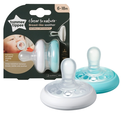 Ортодонтични залъгалки Tommee Tippee - Breast Like, 6-18 m, 2 броя