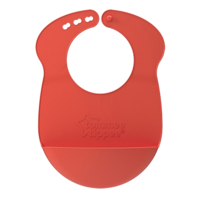 Мек силиконов лигавник с джоб Tommee Tippee Roll & Go, Оранжево, 6m +