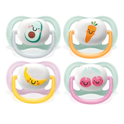 Залъгалки Philips Avent - Ultra Air Happy, с кутия за стерилизиране, 0-6 m, 2 броя, Асортимент