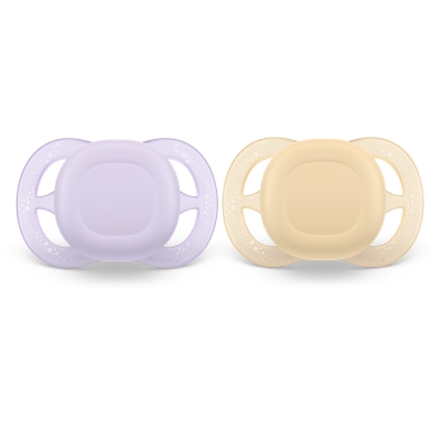 Залъгалки Philips Avent - Ultra Start, пастелни цветове с кутия за стерилизиране, 0 - 2 m, 2 броя