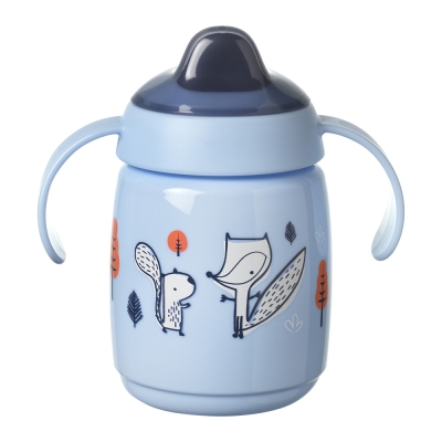 Неразливаща се чаша с мек накрайник с дръжки Tommee Tippee - Superstar, Bacshield, Синя, 300 ml, 6 m+