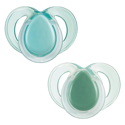Ортодонтични залъгалки Tommee Tippee - Night Time Зелени със светеща в тъмното дръжка, 18-36m, 2 броя