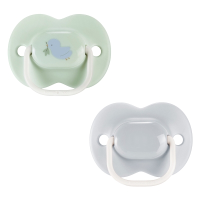 Ортодонтични залъгалки Tommee Tippee - AnyTime, Синя и Зелена с декор Птиче, с кутия за стерилизиране 0-12 m, 2 броя