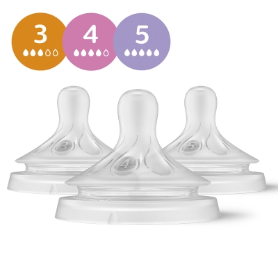 Комплект биберони без протичане Philips Avent - Natural Response, поток 3, 4 ,5