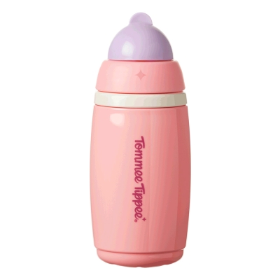 Неразливаща се термочаша със сламка Tommee Tippee - Active Straw, 266 ml, 12  m+, Розова