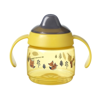 Неразливаща се чаша с мек накрайник с дръжки Tommee Tippee - Superstar, Weaning Sippee Cup,Жълта, 190 ml, 4 m+
